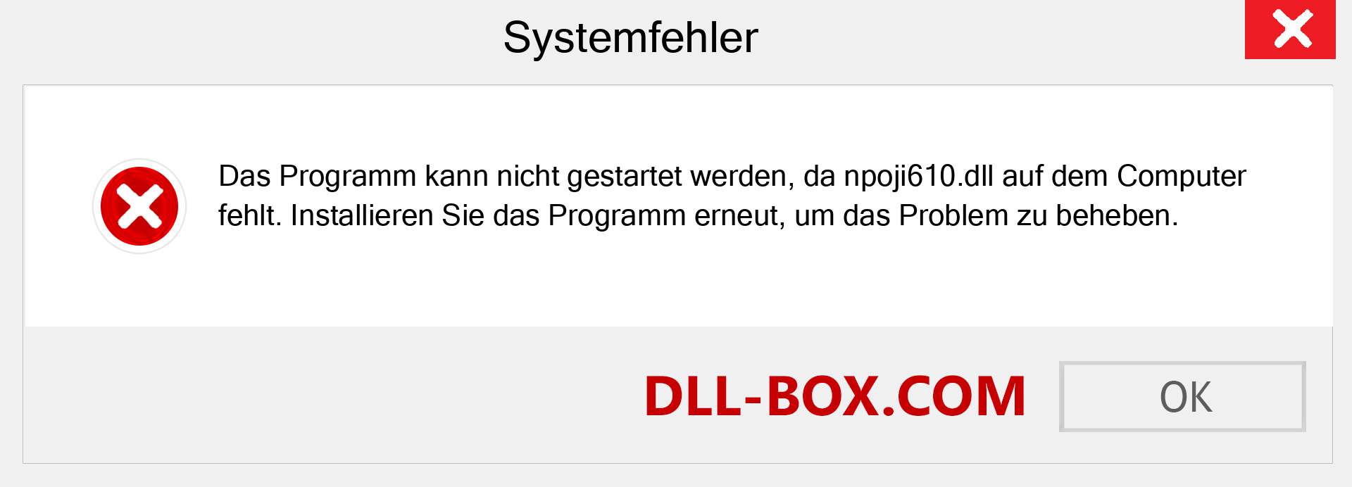 npoji610.dll-Datei fehlt?. Download für Windows 7, 8, 10 - Fix npoji610 dll Missing Error unter Windows, Fotos, Bildern